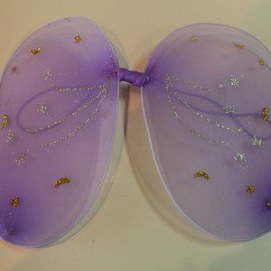 Ankyo Girls Purple Fairy Wings with Silver and Gold Glitter Stars, Crescent Moon